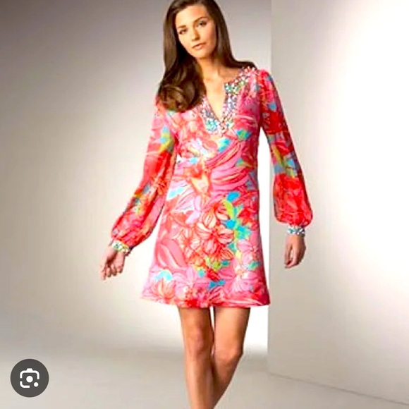 Lilly Pulitzer Jubilee Seamus Beaded Silk Dress Size 2 - Picture 2 of 9